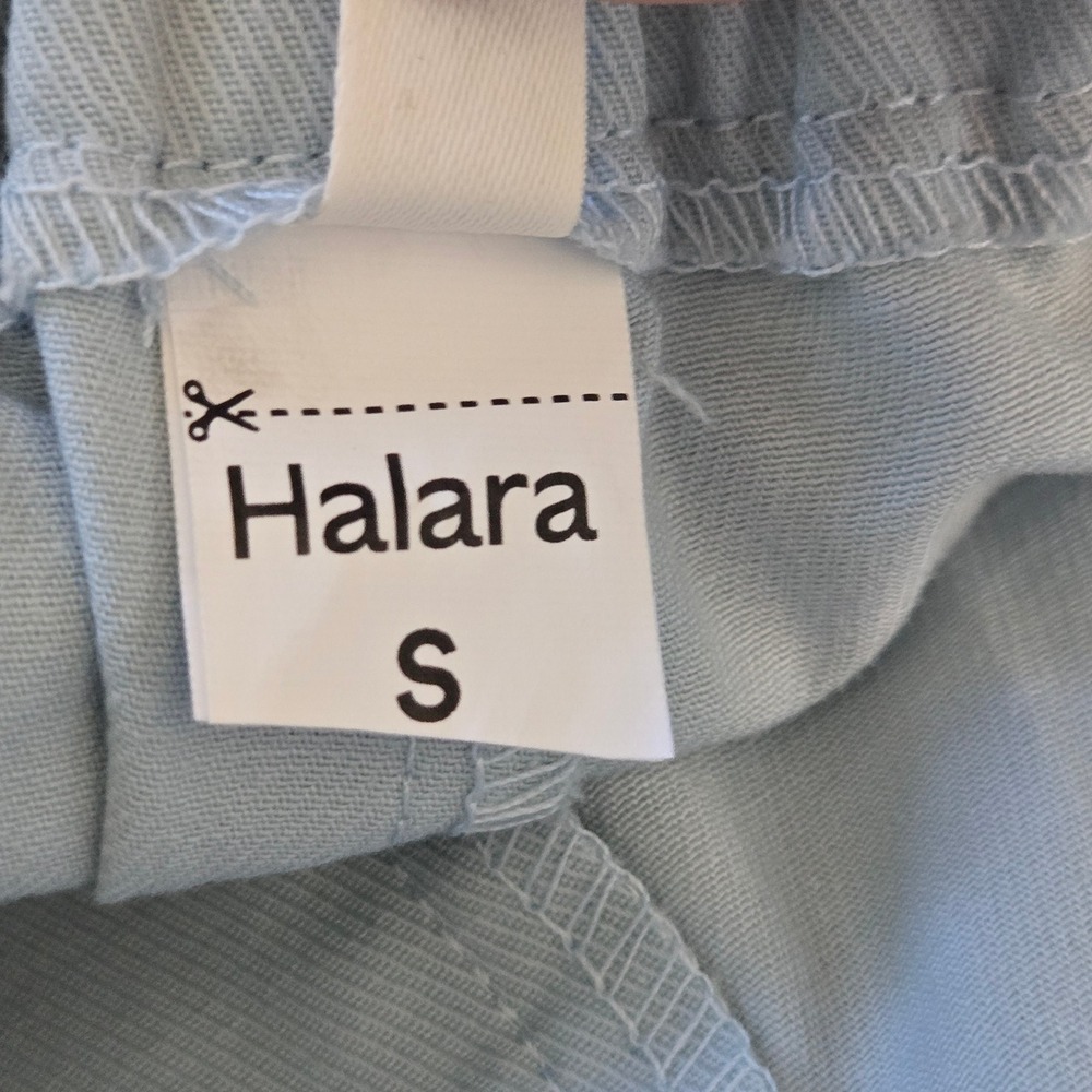 Halara Light Blue NWOT High Waisted Pleated Pants Elastic Waist  S Petite - Picture 9 of 9